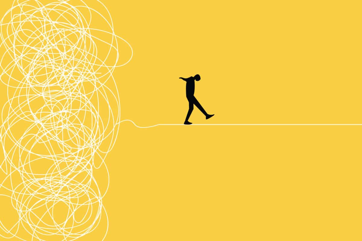 Person running away from mess chaos