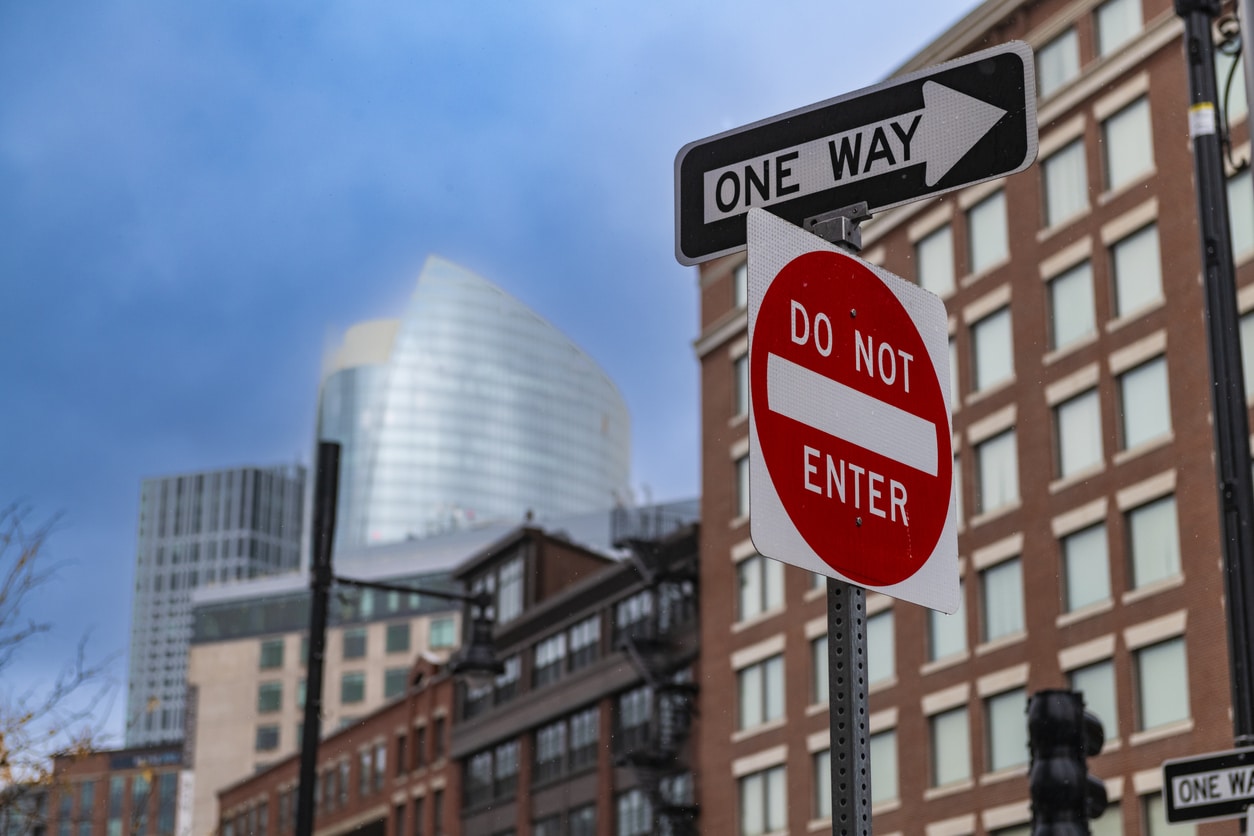 Do not enter wign in front of a building